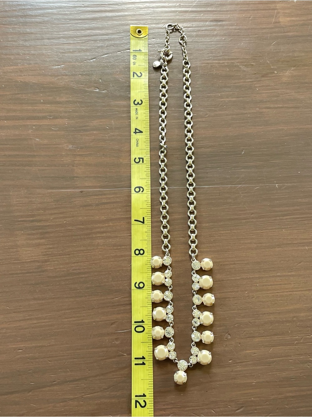 J Crew Gold Silver Tone Chunky Rhinestone Necklace - Picture 5 of 5